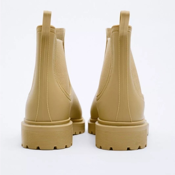 NWT Zara Camel Brown Ankle Rain Boots size 38 (runs large-fits US women 8) - Picture 2 of 12